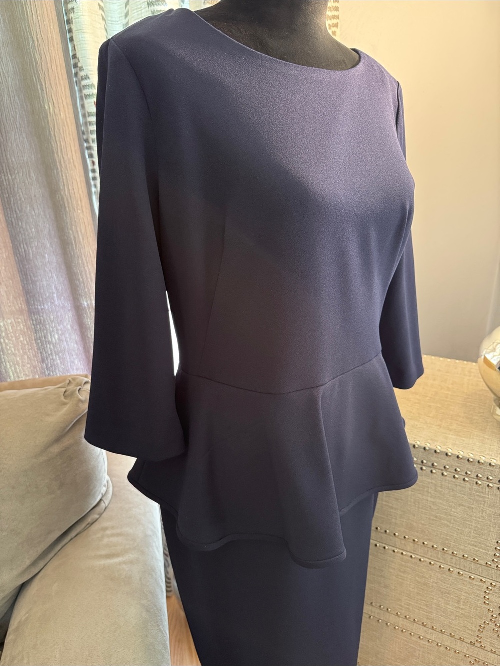 Calvin Klein Navy Blue Peplum Dress